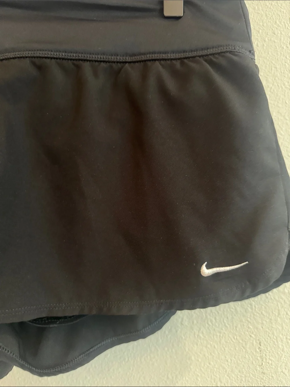 Nike Black Athletic Running Skort Shorts with White Swoosh